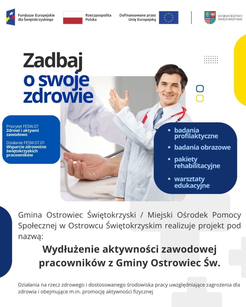 plakat promocyjny projektu Wydłużenie aktywności zawodowej pracowników z Gminy Ostrowiec Św.